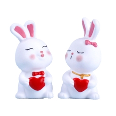 Mô Hình 2 Thỏ trắng - Cao 8cm - ngang 4cm - nặng 50gram - No box : bọc túi OPP N3-ST5