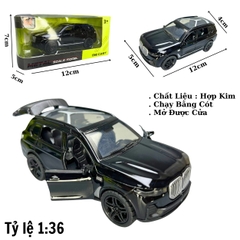Mô Hình xe BMW X7 màu đen - tỉ lệ 1:36 Hợp kim có thể mở cửa - bánh sau chạy cót - Dài 12cm - rộng 5cm - cao 4cm - nặng : 200gram - FULL BOX : box màu - OTO74 - K66-T2-S2