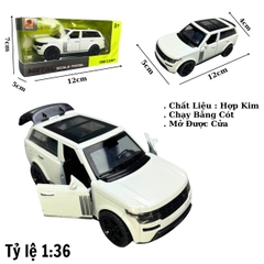 Mô Hình xe Range Rover màu trắng - tỉ lệ 1:36 Hợp kim có thể mở cửa - bánh sau chạy cót - Dài 12cm - rộng 5cm - cao 4cm - nặng : 200gram - FULL BOX : box màu - OTO75 - N3-K3-T3-S3