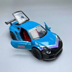 Mô Hình xe Porsche 911 màu xanh trời vạch tím đen - tỉ lệ 1:36 Hợp kim có thể mở cửa - bánh sau chạy cót - Dài 12cm - rộng 5cm - cao 3.5cm - nặng : 200gram - FULL BOX : box màu - OTO81 - N3-K3-T4-S2