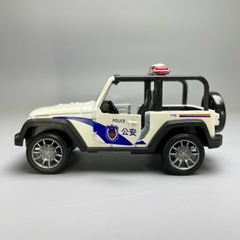 Mô Hình xe JEEP Police màu trắng - tỉ lệ 1:36 Hợp kim có thể mở cửa - bánh sau chạy cót - Dài 11cm - rộng 5cm - cao 4cm - nặng : 200gram - FULL BOX : box màu