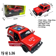 Mô Hình xe oto Police 01 màu đỏ- tỉ lệ 1:36 Hợp kim có thể mở cửa - bánh sau chạy cót - Có tiếng - đèn pha sáng - Dài 12cm - rộng 5cm - cao 4cm - nặng : 200gram - FULL BOX : box màu