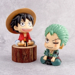 Mô hình OnePiece Luffy và Zoro chibi ngồi siêu dễ thương - Cao 11cm - rộng 6 - 9cm - nặng 350gram - OnePiece - No Box - N3-K49-T1-S1-S2-S3