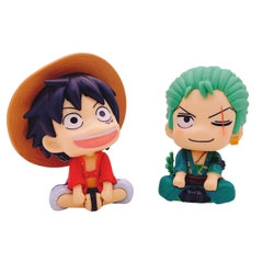 Mô hình OnePiece Luffy và Zoro chibi ngồi siêu dễ thương - Cao 11cm - rộng 6 - 9cm - nặng 350gram - OnePiece - No Box - N3-K49-T1-S1-S2-S3