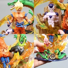 Mô hình DragonBall Goku quấn rồng đại chiến Majinbuu , Cell , frieza - Cao 23cm - nặng 1kg - Dragon Ball - có hộp màu