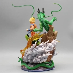Mô hình DragonBall Goku quấn rồng đại chiến Majinbuu , Cell , frieza - Cao 23cm - nặng 1kg - Dragon Ball - có hộp màu