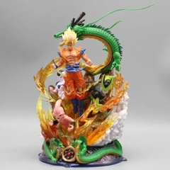 Mô hình DragonBall Goku quấn rồng đại chiến Majinbuu , Cell , frieza - Cao 23cm - nặng 1kg - Dragon Ball - có hộp màu