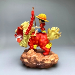 Mô Hình OnePiece Luffy cầm pháo cưỡi sư tử đỏ - Cao 15cm - nặng 500gram - Phụ kiện : 1 cây pháo + đế, Figure OnePiece - full box - có hộp màu N1-K36-T4-S3