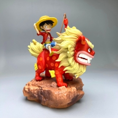 Mô Hình OnePiece Luffy cầm pháo cưỡi sư tử đỏ - Cao 15cm - nặng 500gram - Phụ kiện : 1 cây pháo + đế, Figure OnePiece - full box - có hộp màu N1-K36-T4-S3