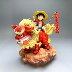 Mô Hình OnePiece Luffy cầm pháo cưỡi sư tử đỏ - Cao 15cm - nặng 500gram - Phụ kiện : 1 cây pháo + đế, Figure OnePiece - full box - có hộp màu N1-K36-T4-S3