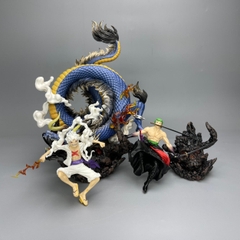 Mô Hình OnePiece 2 trong 1 Luffy gear 5 và Zoro enma đại chiến kaido rồng - Cao 20cm - ngang 15cm Nặng tổng thể : 350gram - Phụ kiện : 3 kiếm + 1 đảo đầu lâu + mô hình Luffy và Zoro -no box  N4-k14