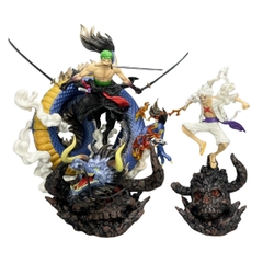 Mô Hình OnePiece 2 trong 1 Luffy gear 5 và Zoro enma đại chiến kaido rồng - Cao 20cm - ngang 15cm Nặng tổng thể : 350gram - Phụ kiện : 3 kiếm + 1 đảo đầu lâu + mô hình Luffy và Zoro -no box  N4-k14