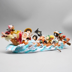 Mô Hình OnePiece băng mũ rơm chèo thuyền rồng - Cao 16cm - ngang 33cm - nặng 730gram - Box carton N1-K36-T5-S1