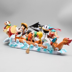 Mô Hình OnePiece băng mũ rơm chèo thuyền rồng - Cao 16cm - ngang 33cm - nặng 730gram - Box carton N1-K36-T5-S1