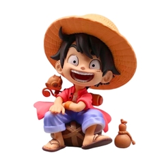 Mô Hình One Piece Luffy AI Chibi ngồi - Cao 16cm - nặng 300gram - Có Hộp màu - Figure anime One Piece - N1-K29-T4-S1