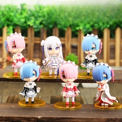 Mô Hình RE:ZERO bộ 6 nhân vật Rem chibi - Cao 10cm - nặng 300Gram - Figure RE:ZERO - No Box : bọc túi OPP