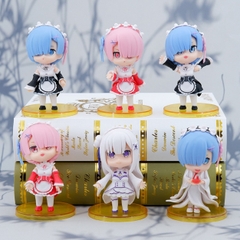 Mô Hình RE:ZERO bộ 6 nhân vật Rem chibi - Cao 10cm - nặng 300Gram - Figure RE:ZERO - No Box : bọc túi OPP