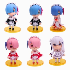 Mô Hình RE:ZERO bộ 6 nhân vật Rem chibi - Cao 10cm - nặng 300Gram - Figure RE:ZERO - No Box : bọc túi OPP