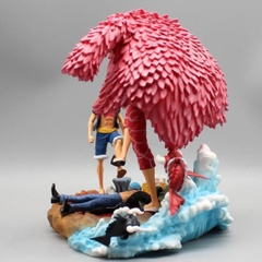 Mô Hình OnePiece Luffy và Law chiến đấu Doflamingo cao 20cm - nặng 1kg - Box màu - Figure OnePiece