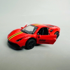 Mô Hình xe Ferrari đỏ sọc vàng tỉ lệ 1:43 Hợp kim có thể mở cửa - bánh sau chạy cót - Dài 10cm - cao 3cm - nặng 200gram - Figure Oto - FULL BOX : box màu - SKU : oto358 số1