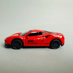 Mô Hình xe Ferrari đỏ sọc vàng tỉ lệ 1:43 Hợp kim có thể mở cửa - bánh sau chạy cót - Dài 10cm - cao 3cm - nặng 200gram - Figure Oto - FULL BOX : box màu - SKU : oto358 số1