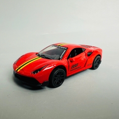 Mô Hình xe Ferrari đỏ sọc vàng tỉ lệ 1:43 Hợp kim có thể mở cửa - bánh sau chạy cót - Dài 10cm - cao 3cm - nặng 200gram - Figure Oto - FULL BOX : box màu - SKU : oto358 số1