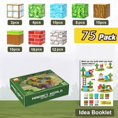 Đồ Chơi Khối Nam Châm Từ Tính Minecraft,Block Minecraft Nam Châm, Đồ Chơi Xây Dựng Cho Bé 1 Hộp 75 mảnh - Bản C