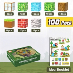 Đồ Chơi Khối Nam Châm Từ Tính Minecraft,Block Minecraft Nam Châm, Đồ Chơi Xây Dựng Cho Bé 1 Hộp 100 mảnh - Bản A -