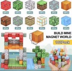 Đồ Chơi Khối Nam Châm Từ Tính Minecraft,Block Minecraft Nam Châm, Đồ Chơi Xây Dựng Cho Bé 1 Hộp 102 mảnh- SKU : ht23 ( VAT : DC09 )