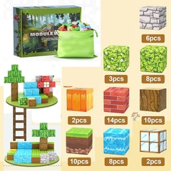 Đồ Chơi Khối Nam Châm Từ Tính Minecraft,Block Minecraft Nam Châm, Đồ Chơi Xây Dựng Cho Bé 1 Hộp 63 mảnh