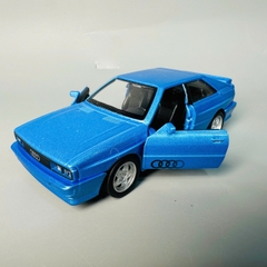 Mô Hình xe Audi Quattro 1980 xanh tỉ lệ 1:32 Hợp kim có thể mở cửa - bánh sau chạy cót - Dài 12cm - rộng 4.5cm - cao 3.5cm - nặng : 300gram - FULL BOX : box màu SKU : oto449 - K70-T4-S6