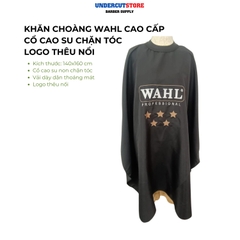 Khăn Choàng Cắt Tóc Wahl Cao Cấp - Logo Thêu Nổi - Cổ Cao Su Chặn Tóc