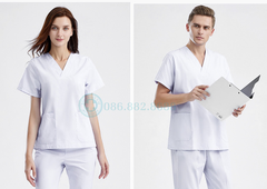 Mã 05pt - Bộ Cổ Tim Màu Trắng Thô Cotton