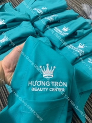 MÃ 07 - BỘ SCRUBS CỔ TIM XANH BẠC HÀ CAO CẤP