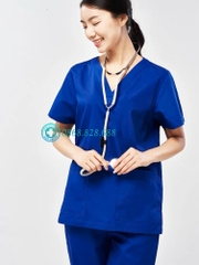 Mã 03PT - Bộ cổ tim màu Xanh đoàn vải thô cotton