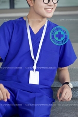 MÃ 03 - BỘ SCRUBS CỔ TIM MÀU XANH ĐOÀN CAO CẤP