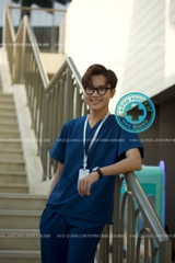 Mã 04- Bộ Cổ Tim Màu Xanh Sẫm - Vải FIONx Siêu Cấp