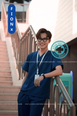 Mã 04- Bộ Cổ Tim Màu Xanh Sẫm - Vải FIONx Siêu Cấp