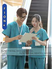 Mã 02- Bộ Cổ Tim Màu Xanh Cổ Vịt - Vải FIONx Siêu Cấp