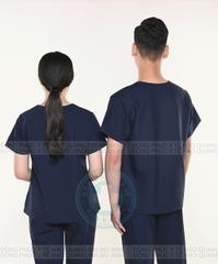MÃ 08 - BỘ SCRUBS CỔ TIM MÀU XANH THAN CAO CẤP