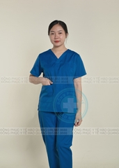 Mã 03PT - Bộ cổ tim màu Xanh đoàn vải thô cotton