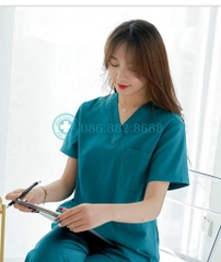 MÃ 02 - BỘ SCRUBS CỔ TIM MÀU CỔ VỊT CAO CẤP