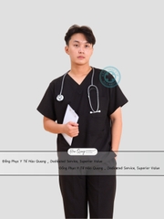MÃ 13 - BỘ SCRUBS CỔ TIM MÀU ĐEN CAO CẤP