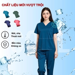 Mã 02- Bộ Cổ Tim Màu Xanh Cổ Vịt - Vải FIONx Siêu Cấp