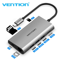Cáp chuyển đổi USB Type C sang HDMI/ LAN/ TF/ SD/ USB 3.0/ Type C PD Vention dài 10cm