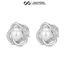 Khuyên tai bạc nữ KYDOPAL hoa cá tính xoắn đính trai nước ngọt tự nhiên nữ tính - PAL9C3K8