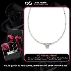 Dây chuyền bạc nữ KYDOPAL hạt bạc vỡ mix charm bi vàng treo đá 8mm sáng trang sức 925 - PAL9C3C37