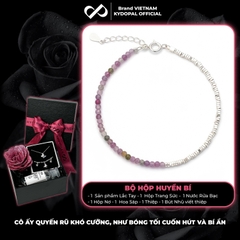 Lắc tay bạc nữ KYDOPAL vòng tay tuamaline hạt đá tròn màu sắc mix hạt bạc vỡ nhẹ nhàng - PAL9C3L24