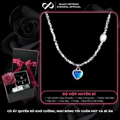 Dây chuyền bạc nữ KYDOPAL vòng cổ trái tim đá moon ánh xanh hạt vỡ nữ trang sức bạc 925 - PAL9C3C36