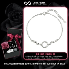 Lắc tay bạc nữ KYDOPAL mặt tròn nạm đá hình lá Circle Leaf huyền thoại biển xanh xinh xắn - PAL9C8L3